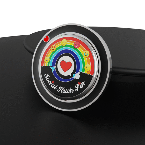Social Touch Pin (Silver & Black)– Rotating NFC Badge for Mood Sharing |  Pin for Social Networking