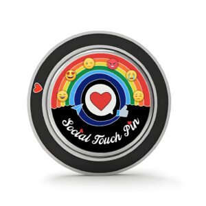 Social Touch Pin (Silver & Black)– Rotating NFC Badge for Mood Sharing |  Pin for Social Networking