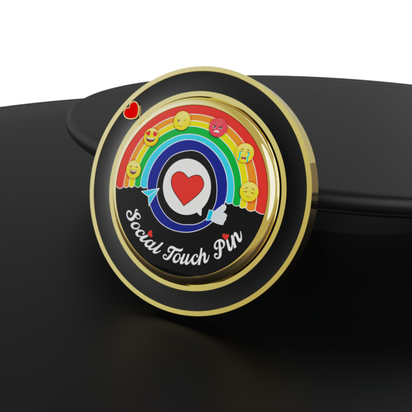 Social Touch Pin (Gold & Black) – Rotating NFC Badge for Mood Sharing |  Pin for Social Networking