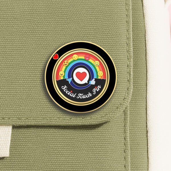 Social Touch Pin (Gold & Black) – Rotating NFC Badge for Mood Sharing |  Pin for Social Networking