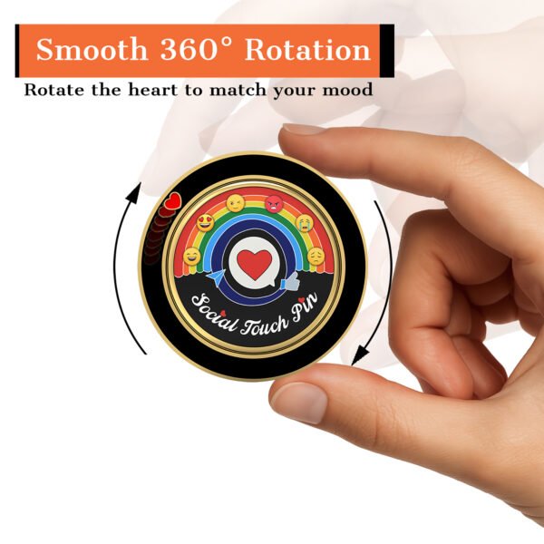 Social Touch Pin (Gold & Black) – Rotating NFC Badge for Mood Sharing |  Pin for Social Networking