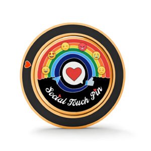Social Touch Pin (Gold & Black) – Rotating NFC Badge for Mood Sharing |  Pin for Social Networking